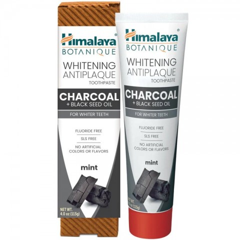 Whitening toothpaste against plaque with charcoal and black cumin oil, Himalaya, 113g