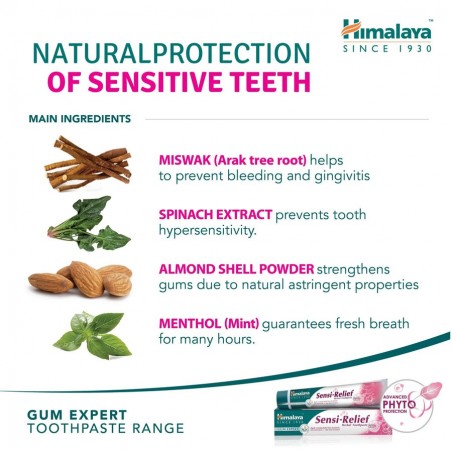 Vaistažolių dantų pasta jautriems dantims Sensi-Relief, Himalaya, 75ml