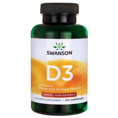 Vitamin D3 1000TV, 25 mcg, Swanson, 250 capsules