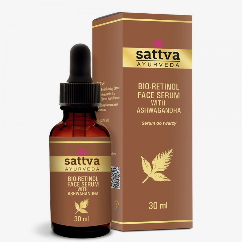 Veido serumas su bioretinoliu ir ašvaganda, Sattva Ayurveda, 100ml