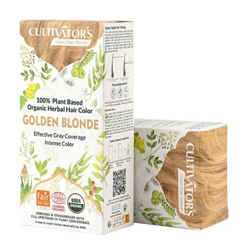 Растительная золотисто-коричневая краска для волос Golden Brown, Cultivators, 100 г