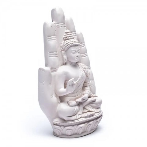 Buddha baltoje rankoje, statulėlė, 23cm