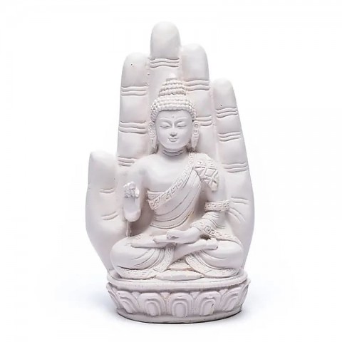 Buddha baltoje rankoje, statulėlė, 23cm