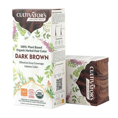 Augaliniai tamsiai rudi plaukų dažai Dark Brown, Cultivators, 100g