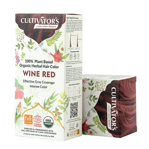 Augaliniai vyno raudonomo spalvos plaukų dažai Wine Red, Cultivator's, 100g