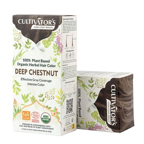 Краска для волос темно-каштановая на растительной основе Deep Chestnut, Cultivator's, 100г