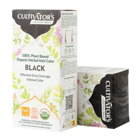 Augaliniai juodos spalvos plaukų dažai Black, Cultivators, 100g