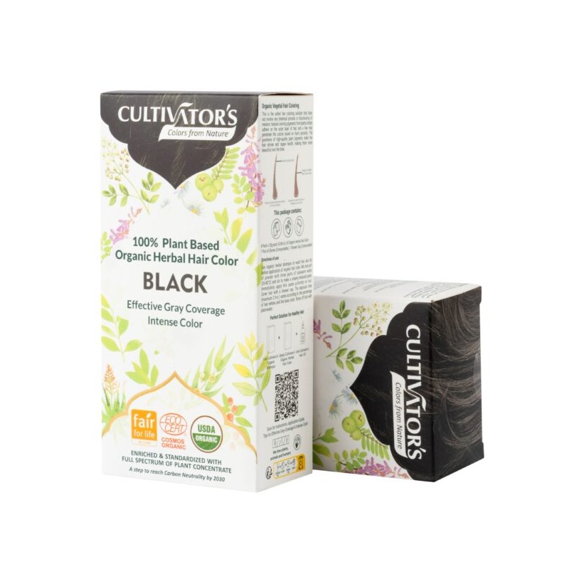 Augaliniai juodos spalvos plaukų dažai Black, Cultivators, 100g