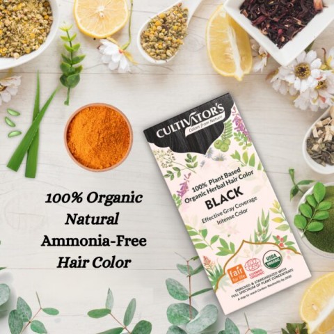Черная краска для волос на растительной основе Black, Cultivator's, 100г