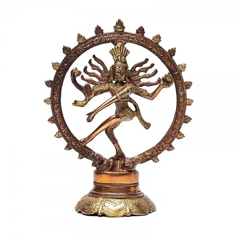 Žalvario statulėlė Shiva Nataraj, dviejų spalvų, 20 cm
