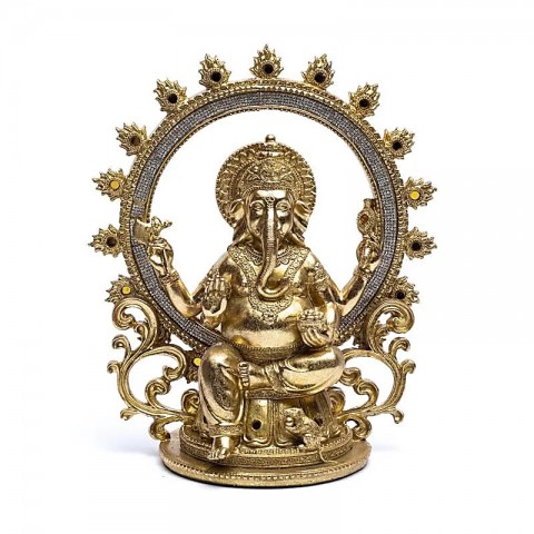 Ganesha statue with fire ring, 30cm