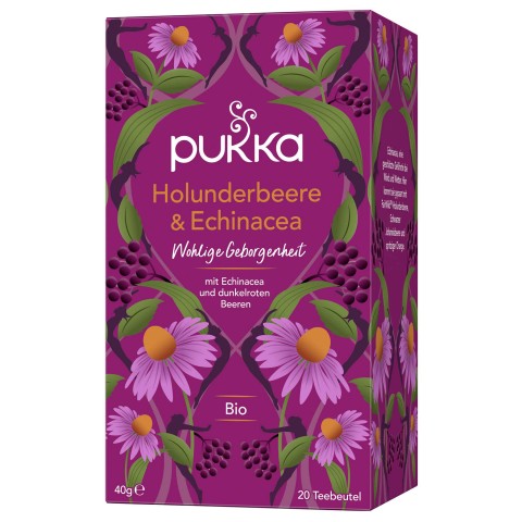 Šeivamedžių uogų ir ežiuolės arbata Echinacea, Pukka, 20 pakelių