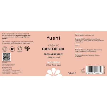 Касторовое масло, органическое, холодного прессования, Fushi, 30 мл