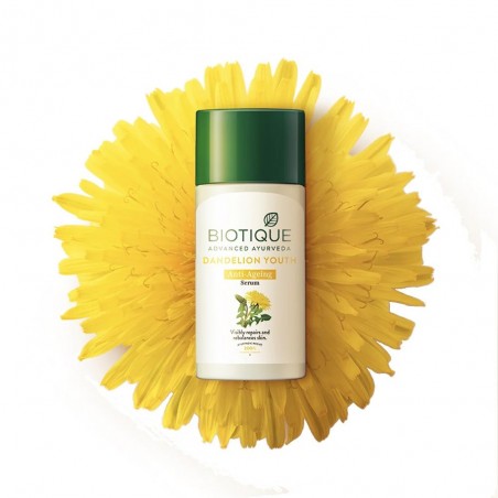 Serumas su kiaulpienių ekstraktu Dandelion BIO Anti-Ageing, Biotique, 40ml