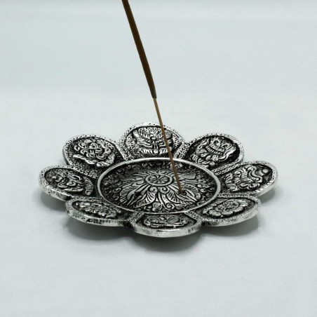 Держатель для благовоний "Тибетский символ" из полированного алюминия, 12 см