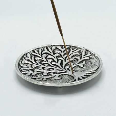 Incense holder Tree of Life, polished aluminium, 10 cm