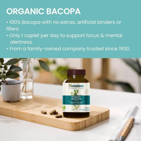 Mėlynžiedė taškuonė Bacopa Organic, Himalaya, 60 tablečių