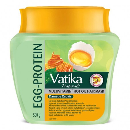 Kiaušinių baltymų ir karšto aliejaus plaukų kaukė Multivitamin, Dabur Vatika, 500 g