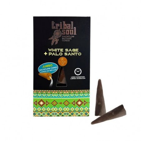 Atbulinio smilkymo kūginiai smilkalai White Sage Palo Santo, Tribal Soul, 15g