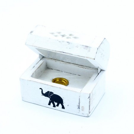 Baltai plautas smilkalų kūgių laikiklis - dūmų dėžutė 8cm