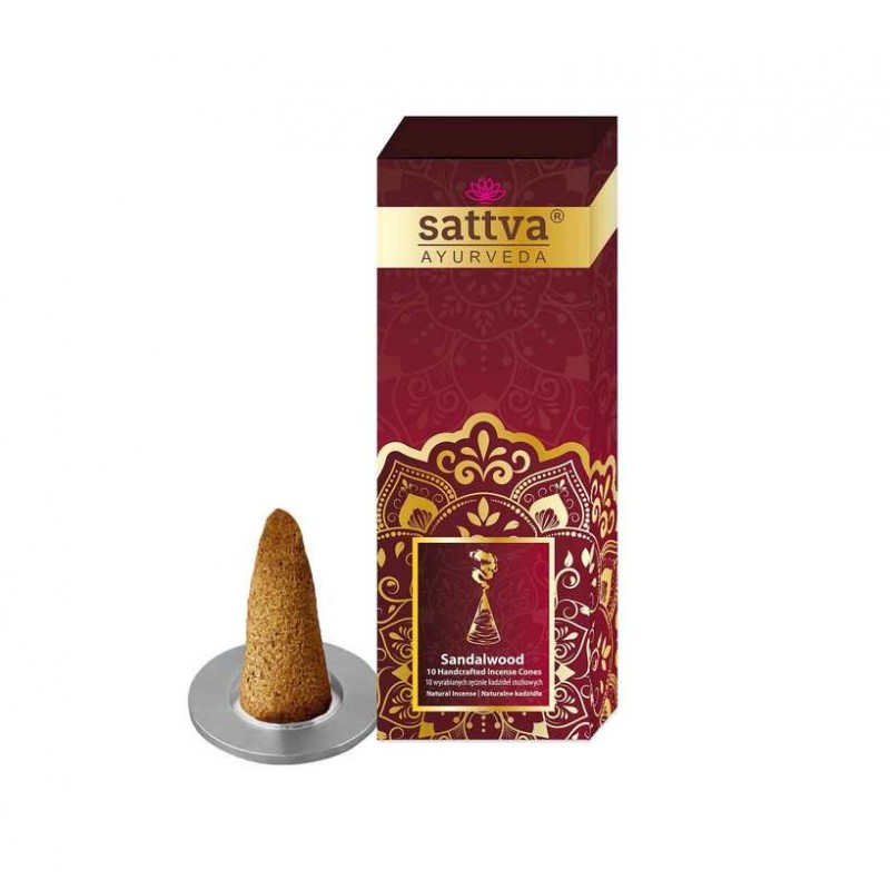 Sandalwood Incense Cones, Sattva Ayurveda, 20g