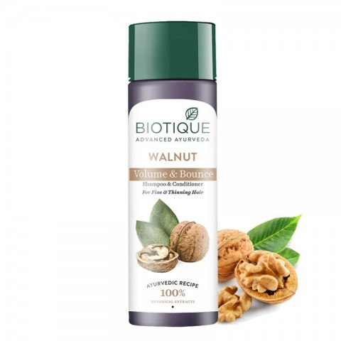 Plaukų šampūnas ir kondicionierius Walnut Volume & Bounce, Biotique, 190ml