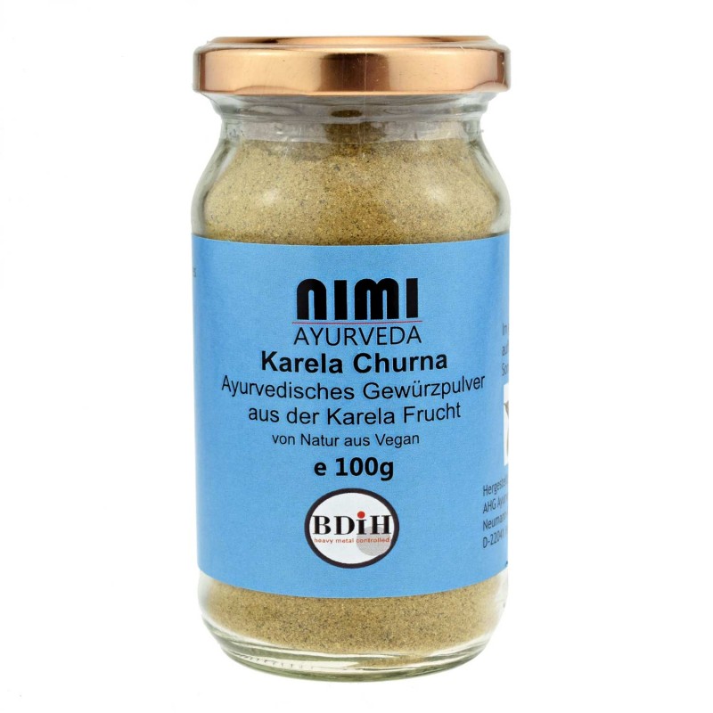 Karčiojo meliono vaisių milteliai Karela, Nimi Ayurveda, 100g Karčiojo meliono vaisių milteliai Karela, Nimi Ayurveda, 100g
