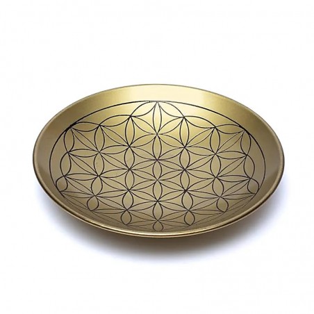 Brass plate with Flower of Life design, 15cm