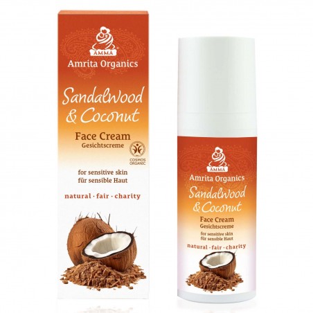 Veido kremas spuoguotai ir probleminei odai Sandalwood & Coconut, Amrita Organics, 50 ml