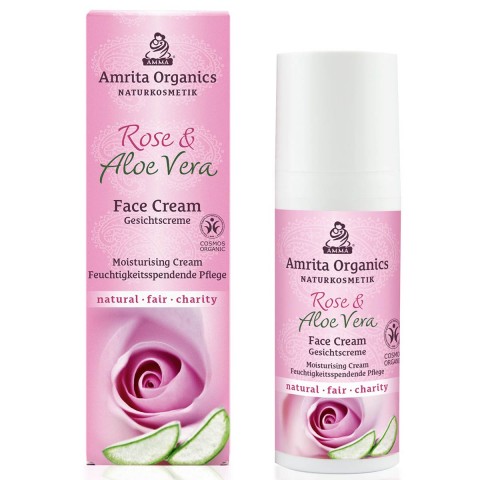 Veido kremas Rose & Aloe Vera, Amrita Organics, 50 ml