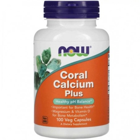 Koralinis kalcis su magniu Coral Calcium Plus, NOW, 100 kapsulių