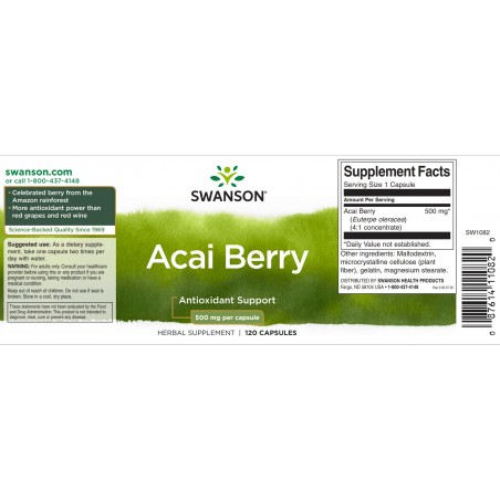 Acai Berry Extract, Swanson, 500mg, 120 capsules