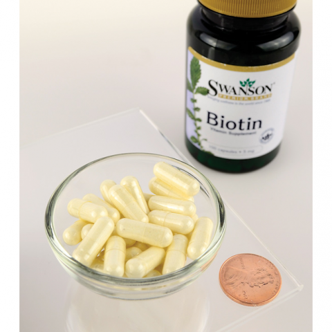 Biotinas, Swanson, 5000mcg, 100 kapsulių