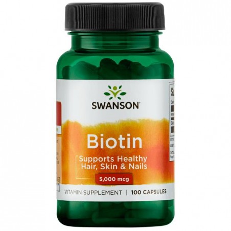 Biotinas, Swanson, 5000mcg, 100 kapsulių