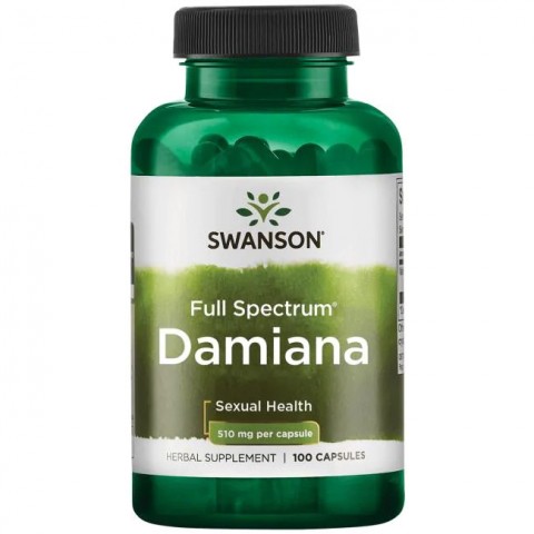 Damiana lapai Turnera Diffusa, Swanson, 510mg, 100 kapsulių