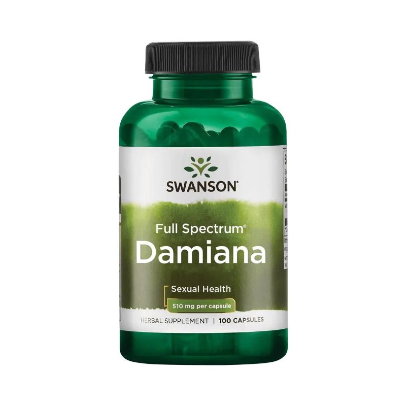 Damiana lapai Turnera Diffusa, Swanson, 510mg, 100 kapsulių Damiana lapai Turnera Diffusa, Swanson, 510mg, 100 kapsulių