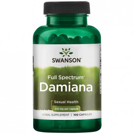 Damiana lapai Turnera Diffusa, Swanson, 510mg, 100 kapsulių