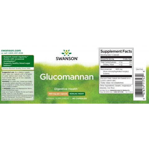 Gliukomanas, Swanson, 665mg, 90 kapsulių