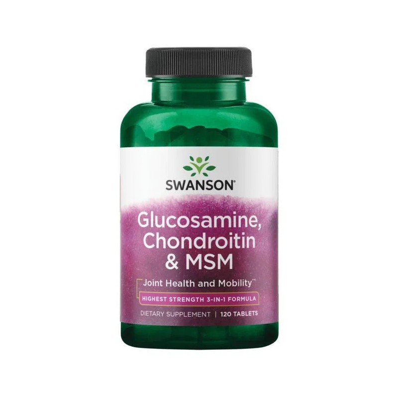 Gliukozaminas, Chondroitinas ir MSM, Swanson, 120 kapsulių Gliukozaminas, Chondroitinas ir MSM, Swanson, 120 kapsulių