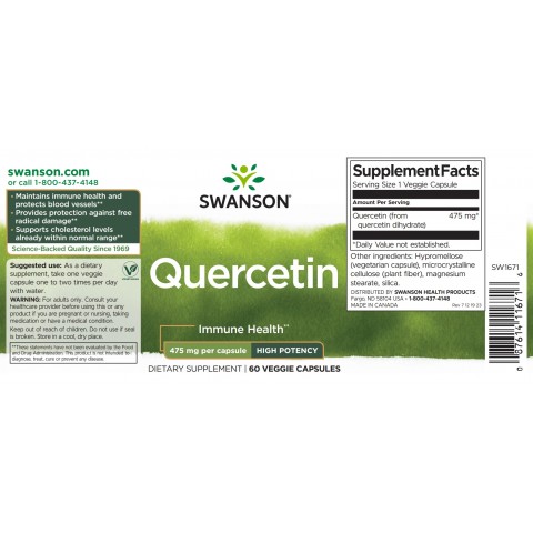 Kvercetinas, Swanson, 475mg, 60 kapsulių
