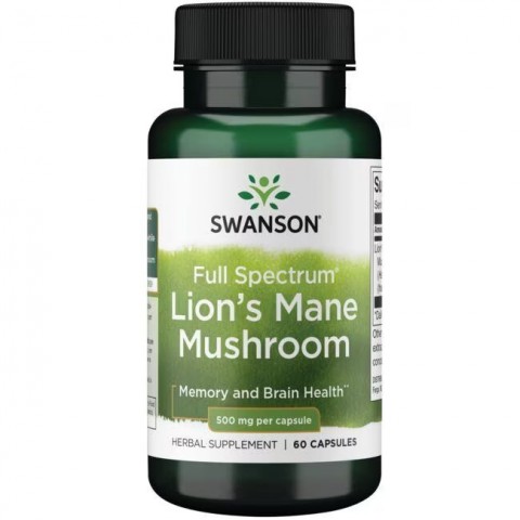 Liūto karčiai grybas Lion's Mane, Swanson, 500mg, 60 kapsulių