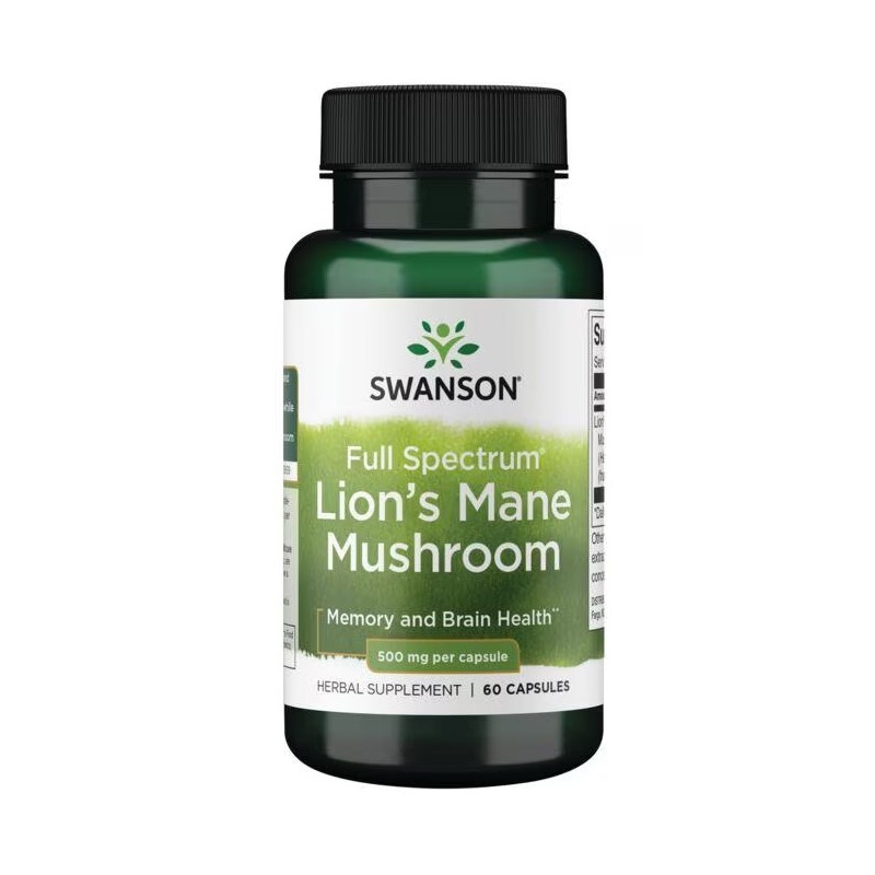 Liūto karčiai grybas Lion's Mane, Swanson, 500mg, 60 kapsulių Liūto karčiai grybas Lion's Mane, Swanson, 500mg, 60 kapsulių