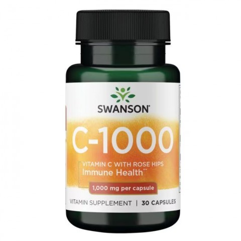 Vitaminas C su erškėčių ekstraktu, Swanson, 1000mg, 30 kapsulių