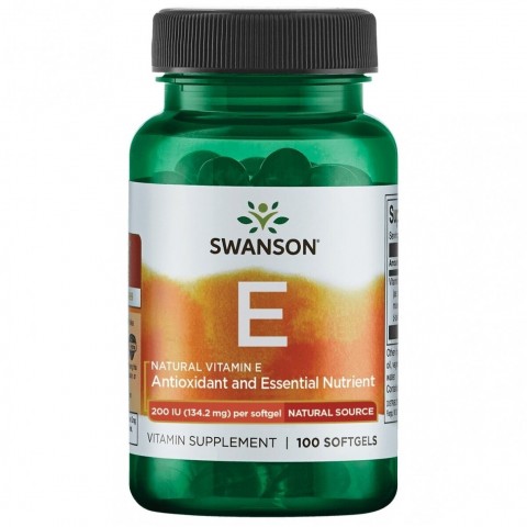 Natūralus Vitaminas E, Swanson, 200TV, 134 mcg, 100 kapsulių