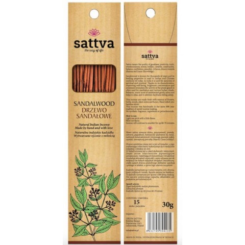 Ароматические палочки с ароматом сандалового дерева Sandalwood, Sattva Ayurveda, 15 шт.