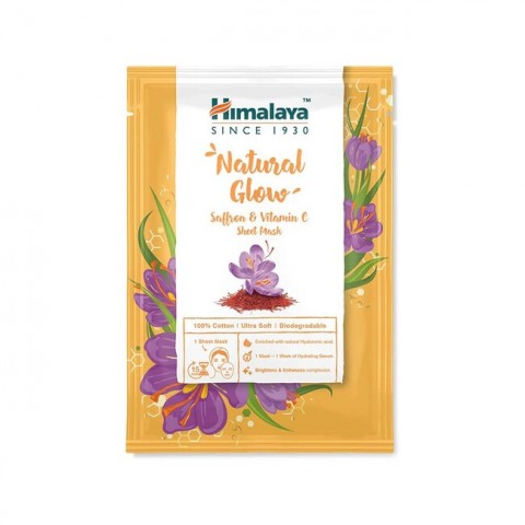 Saffron and Vitamin C Sheet Mask for Natural Glow, Himalaya, 30ml