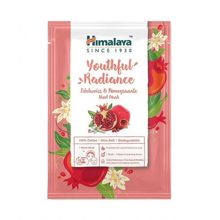 Youthful Radiance Edelweiss & Pomegranate Sheet Mask, Himalaya, 30ml