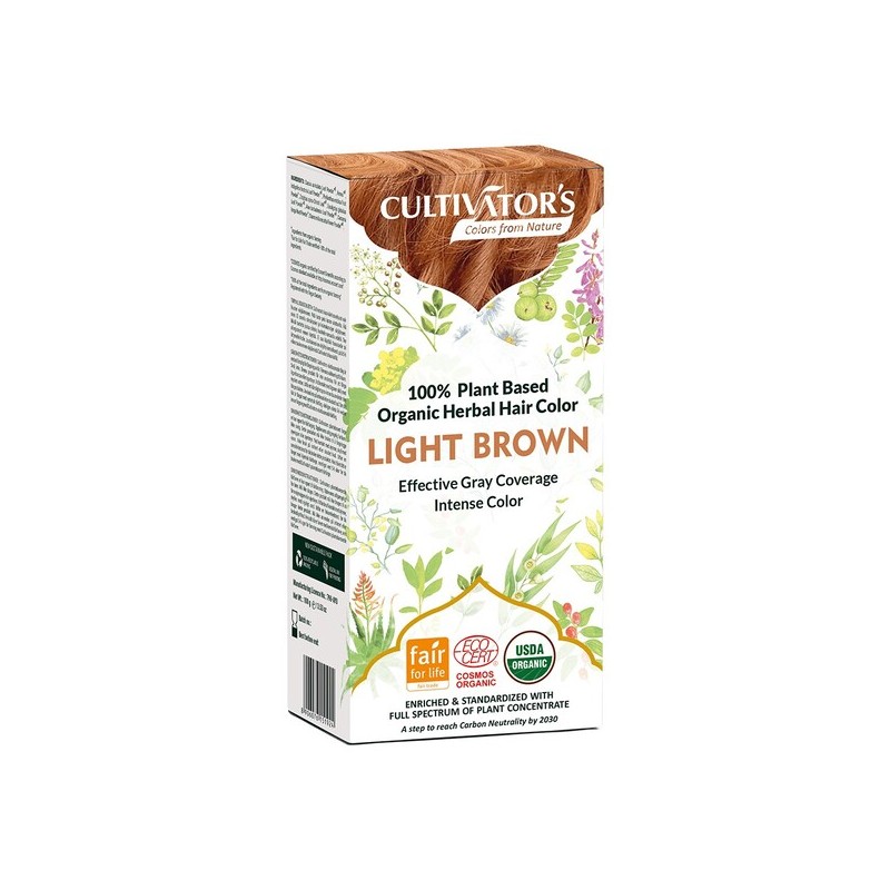 Augaliniai šviesiai rudos spalvos plaukų dažai Light Brown, Cultivator's, 100g