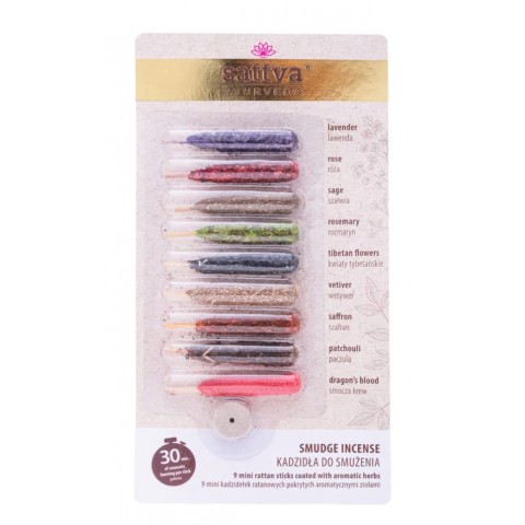 Smilkalų rinkinys Smudge, Sattva Ayurveda, 9 vnt.