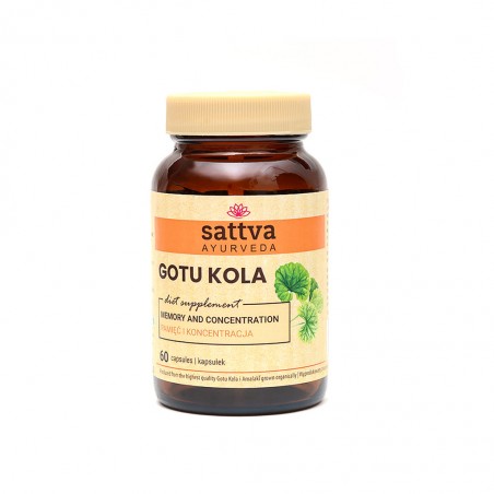 Maisto papildas Gotu Kola, Sattva Ayurveda, 60 kapsulių